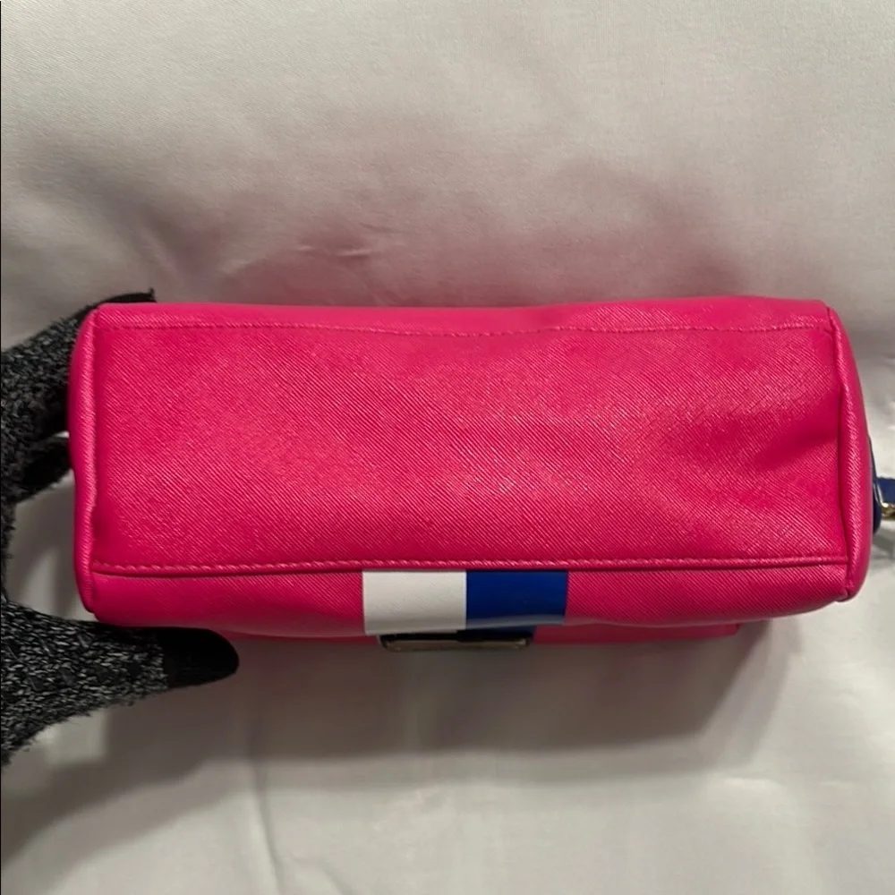 Victoria's Secret Pink and Blue Cosmetic Bag with Bold Stripe Preloved